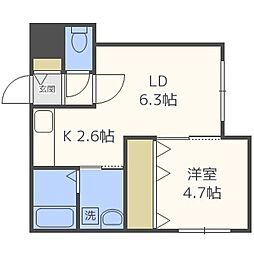 カハラ宮の沢 1LDKの間取図画像