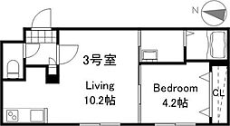 INFINITY南8条 1LDKの間取図画像