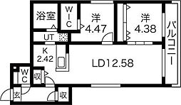 S-RESIDENCE西町 2LDKの間取図画像