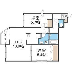 セントベル八軒 2LDKの間取図画像