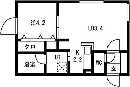 ハイヒルズ 1LDKの間取図画像