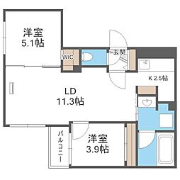 テラスサクラ 2LDKの間取図画像
