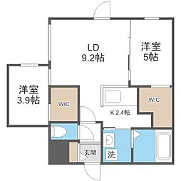 札幌市中央区南六条西13丁目マンション 2LDKの間取図画像