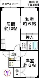 シャンポール南平岸 2LDKの間取図画像