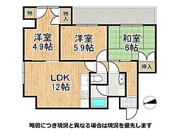 朝日プラザ船場 3LDKの間取図画像
