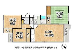 第二恵美酒マンション甲 3LDKの間取図画像