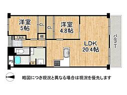 ユニハイム平野北　中古マンション 2LDKの間取り