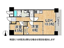 シティパーク瓢箪山 2LDKの間取図画像