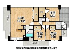 メゾンドール瓢箪山 3LDKの間取図画像