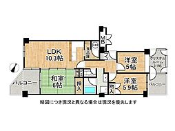 八尾南ハウスB棟 3LDKの間取図画像