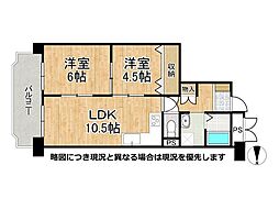 正起瓢箪山第2ハイツ 2LDKの間取図画像