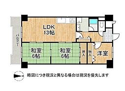 サン八尾南ハイツ 3LDKの間取図画像