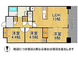 シティパーク瓢箪山 3LDKの間取図画像