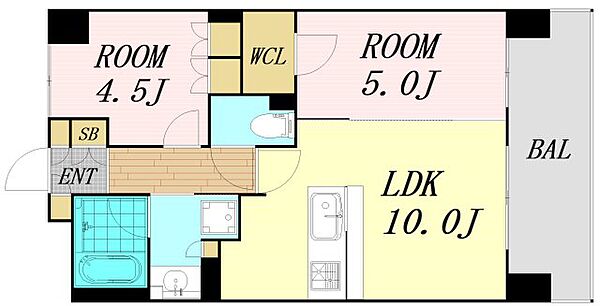 SK RESIDENCES ｜大阪府大阪市中央区瓦屋町2丁目(賃貸マンション2LDK・11階・46.35㎡)の写真 その2