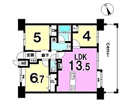 アレイール南上原アダット 3LDKの間取図画像
