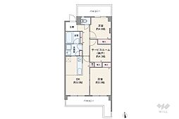 宝堀田ハイツA棟 2SDKの間取図画像