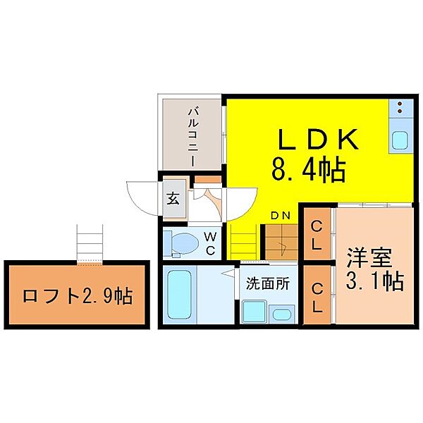 愛知県名古屋市中区新栄３丁目(賃貸アパート1SLDK・2階・28.72㎡)の写真 その2