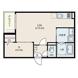 JR中央本線 新守山駅 徒歩10分の賃貸アパート 2階1LDKの間取り