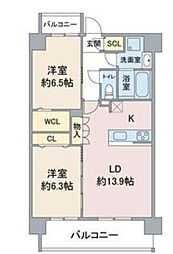 エトワール本郷駅前 2LDKの間取図画像
