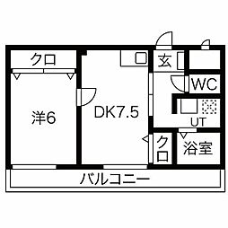 柴昭ビルEspacio 1DKの間取図画像
