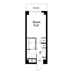 八事ガーデンヒルズ西館 1Kの間取図画像