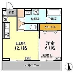 リュッカ鳥神 1LDKの間取図画像