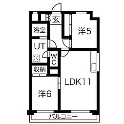 ミラベル元植田 2LDKの間取図画像