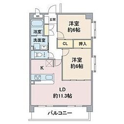 ベル・ステージ竹の山1 2LDKの間取図画像