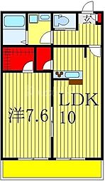 センチュリーオークB棟 1LDKの間取図画像