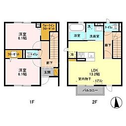 ドゥ・エール 2LDKの間取図画像