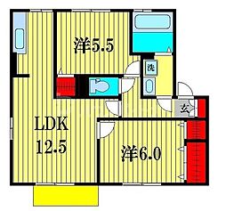 リュミエール 2LDKの間取図画像