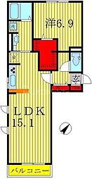 リースフォート 1LDKの間取図画像
