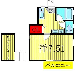 ミニフラット山崎2 1Kの間取図画像