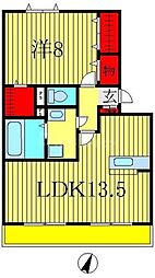 ソレーユソシア柏 1LDKの間取図画像