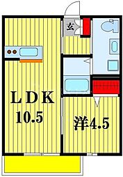 ベルグラード江戸川台 1LDKの間取図画像