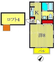 リブレア流山A 1Kの間取図画像