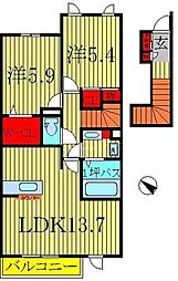 アミ・クール 2LDKの間取図画像