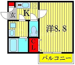 ミアカーサ柏 1Kの間取図画像