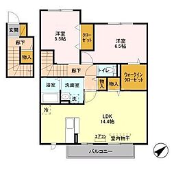 ポルテボヌール1 2LDKの間取図画像