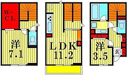 柏市柏6丁目アパート 2LDKの間取図画像