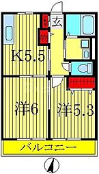 スプリングス柏 2DKの間取図画像