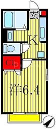 クレールメゾン 1Kの間取図画像