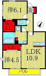 プラティーク2 2LDKの間取図画像