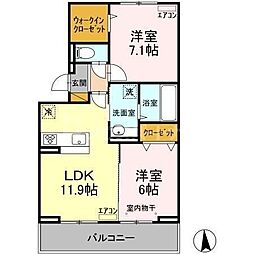 ルピナス 2LDKの間取図画像