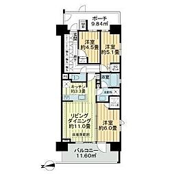 バウス柏 3LDKの間取図画像