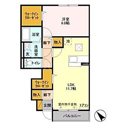 サンクレージュ 1LDKの間取図画像