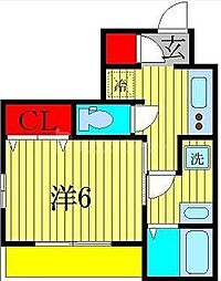 イルミナル 1Kの間取図画像