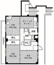 ビレッジハウス山崎3 3DKの間取図画像