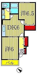 エーデル 2DKの間取図画像