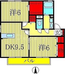 シャトレーB 2DKの間取図画像